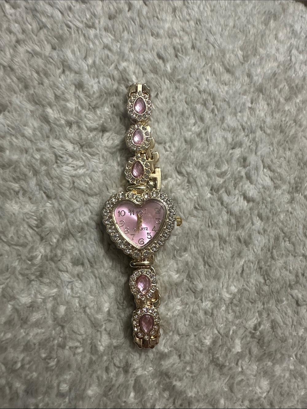 Heart-Shaped Pink Crystal Women's Watch Bracelet